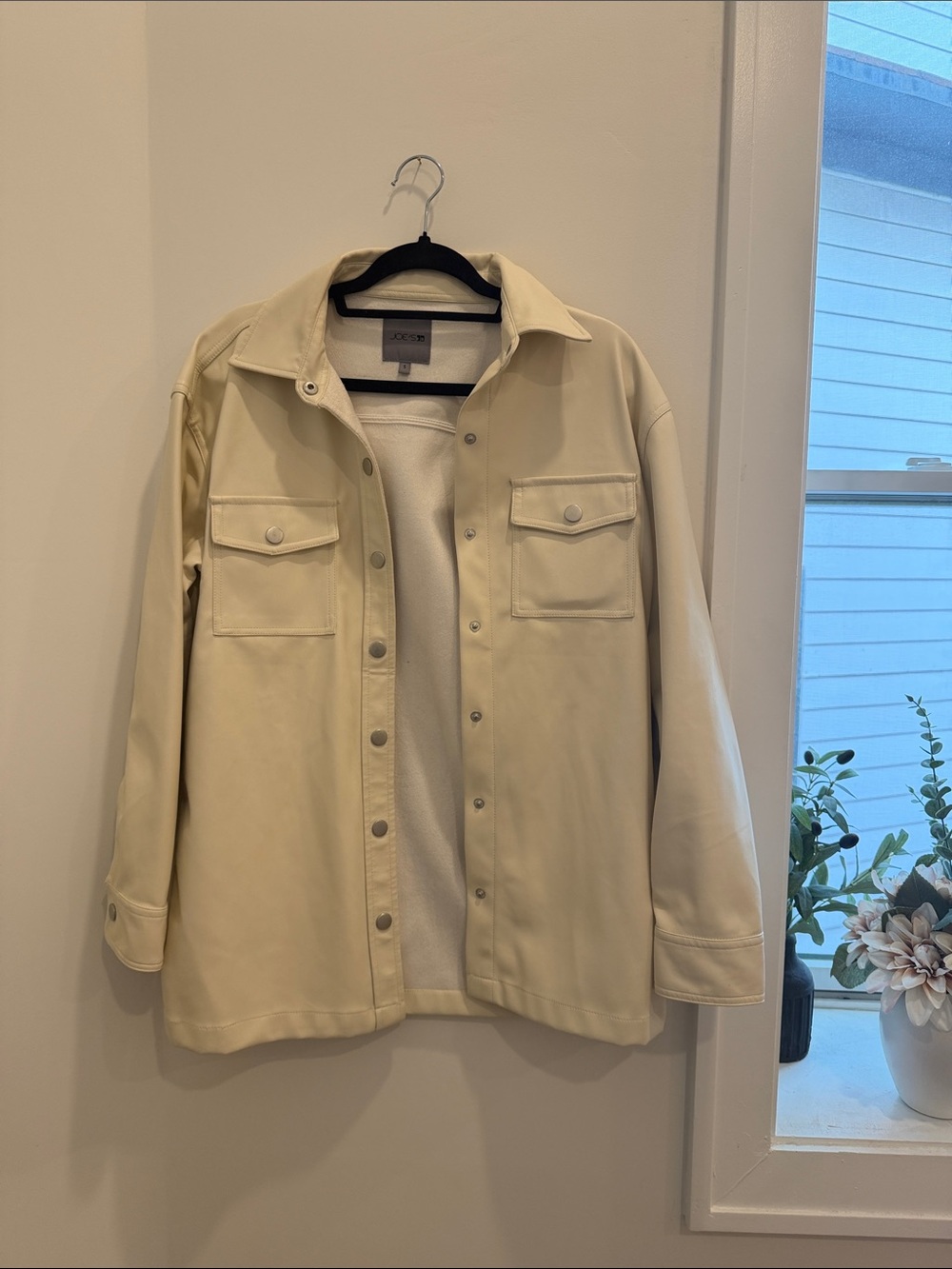 Joe's Jeans Cream Utility Shacket with Snap Front